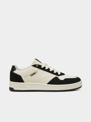 Mens Puma Court Classic SD Cream/Black Sneakers