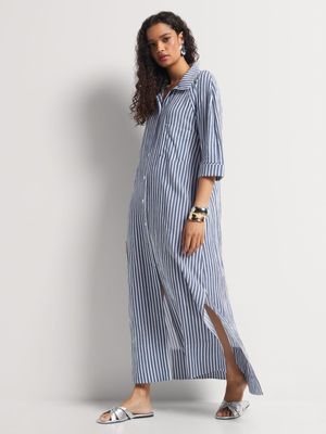 Textured Maxi Shirt Dress