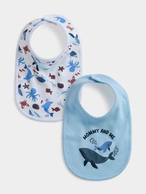 Jet Infant Boys Light Blue 2 Pack Mommy & Me Bibs