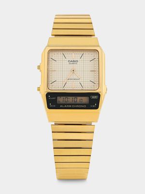 Casio Retro Gold Plated Stainless Steel Ana Digi Bracelet Watch