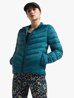 Womens TS Funnel Teal Puffer Jacket