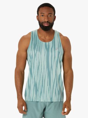 Mens Asics Road All Over Print Blue Vest