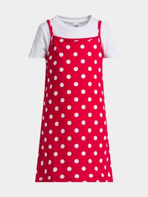 Jet Younger Girls Red/White Polka Dot Slip Dress