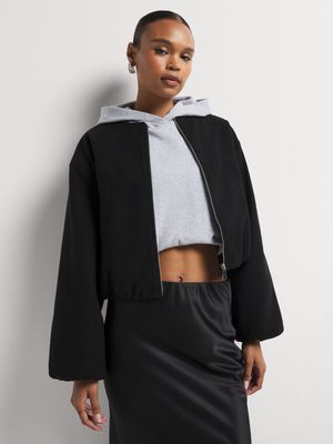 Melton Balloon Sleeve Bomber Jacket