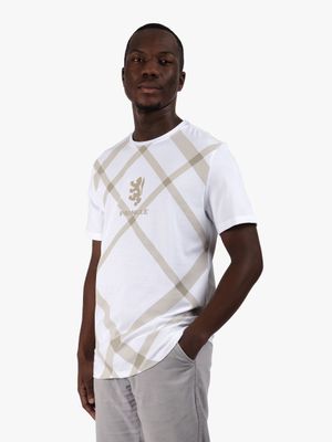 Men's Pringle White Atlas All Over Argyle Crew Neck T-Shirt