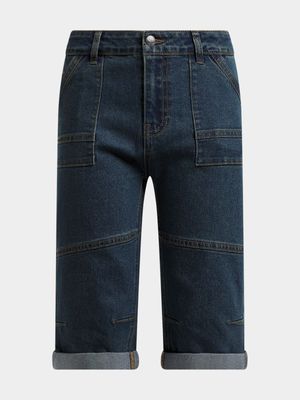 Younger Boy's Blue Tint Wash Long Denim Shorts