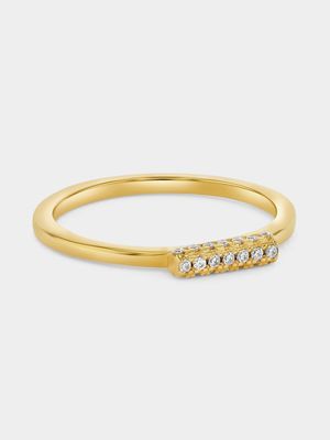 Gold Plated Sterling Silver Cubic Zirconia Pavé Bar Ring