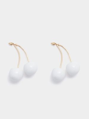 Women's White Cherry Earring