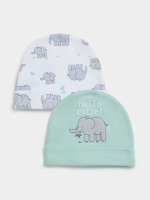 Jet Baby Harbor Gray 2 Pack Elephants Beanies