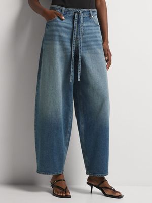 News Denim Self Tie Balloon Leg Jeans