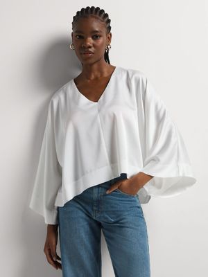 Satin V-Neck Kaftan Blouse