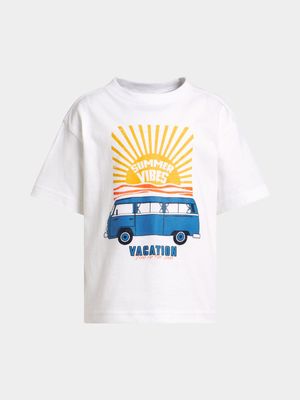 Older Boy's White Graphic Print T-Shirt