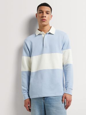 Men's Markham Long Sleeve Colour Block Blue/White Golfer