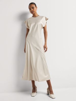 Flutter Sleeve Midi Slip Dress