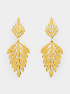 Stainless Steel Leaf Drop Earrings