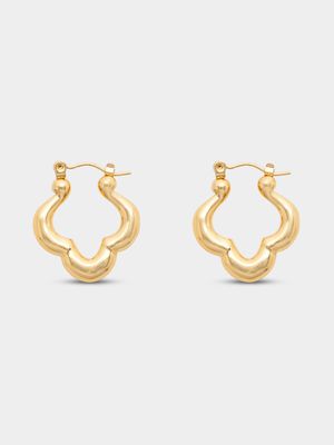 Stainless Steel 18ct Gold Plated Bubble Hoops