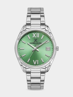 Daniel Klein Silver Plated Green Dial Stainless Steel Bracelet Watch