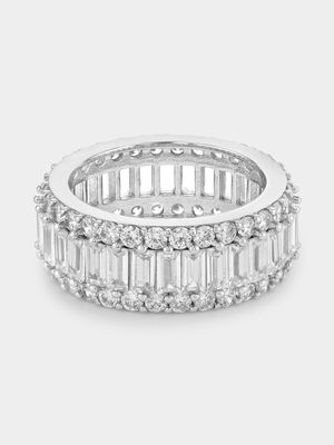 Sterling Silver Cubic Zirconia Baguette Ring