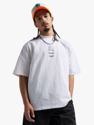 Men's White Graphic Boxy Top