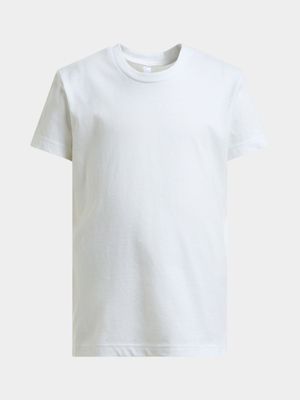 Younger Girl's White Basic T-Shirt