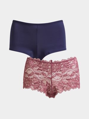 Jet Women's Mauve/Navy 2 Pack Midi Panties