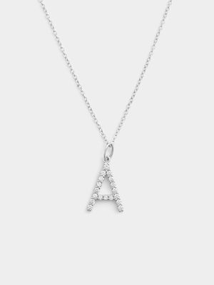 Cheté Sterling Silver Cubic Zirconia “A” Initial Pendant