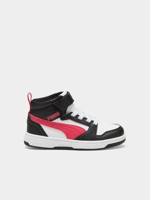 Junior Pre-School Puma Rebound V6 Black/Red/White Mid Sneakers