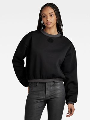 G-Star Women's Badge Logo Oversized Black Sweater