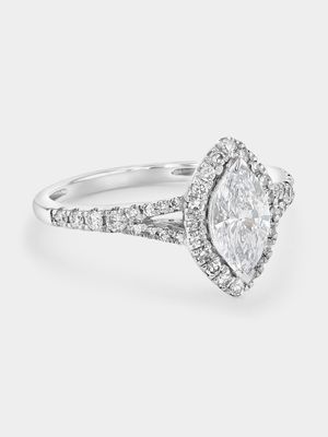 White Gold 1ct Lab Grown Diamond Marquise Halo Ring