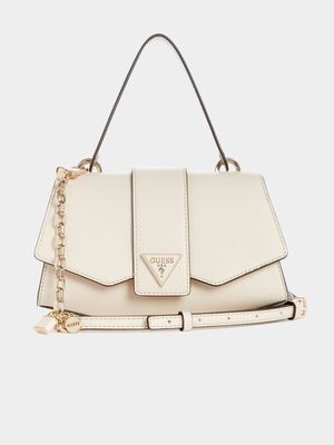 Women's Guess Cream Ilia Top Handle Flap Bag