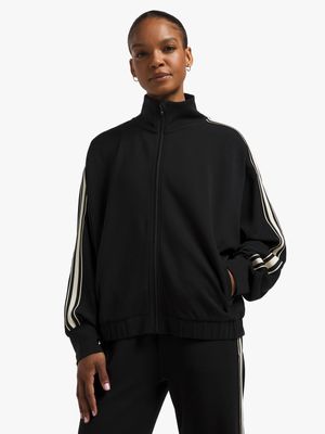 Womens TS Modal Zip Through Black Sweat