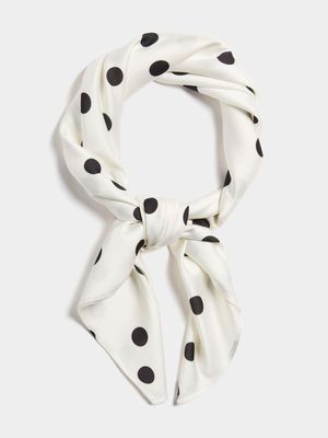 Women's White  Polka Dot Scarf