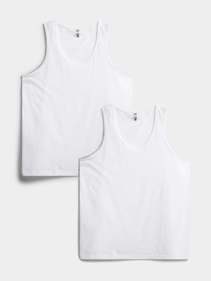 Jet Mens White 2 Pack Vests