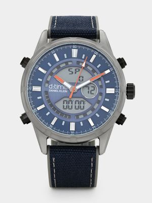 Daniel Klein Gunmetal Plated Blue Dial Blue Nylon Watch