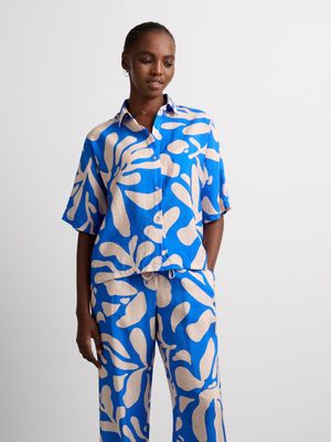 Women's Canvas Co-ord Printed Boxy Shirt