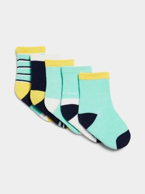 Jet Infant Boys Navy/Green Jaquard Socks