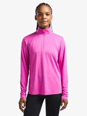 Womens TS 1/4 Zip Bright Pink Top