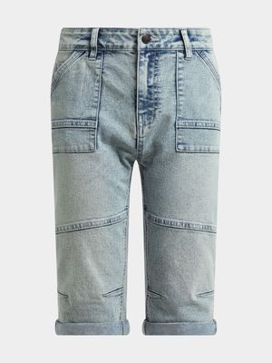 Older Boy's Mid Wash Long Denim Shorts