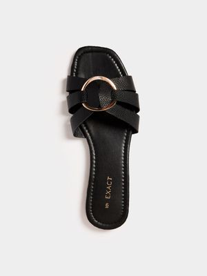 Women's Black Circle Strap Sandals