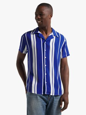 Jet Men's Cobalt/White Vertical Stripe Shirt