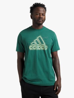 Mens adidas Growth Badge Of Sports Dark Green Tee