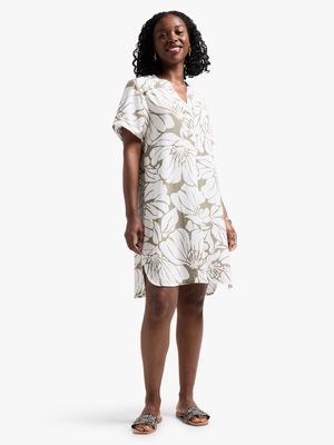 Women's White Floral Tunic Dress