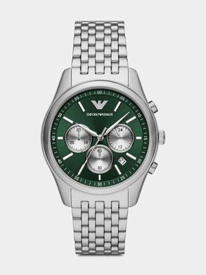 Emporio Armani Green Dial Stainless Steel Chronograph Bracelet Watch