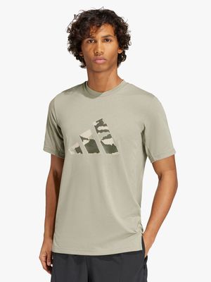 Mens adidas Big Logo Camo Grey Tee