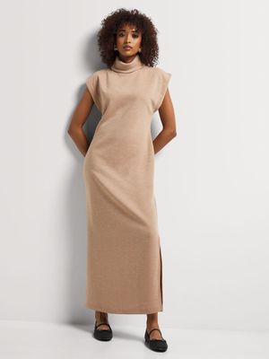 Highneck Cap Sleeve Column Dress