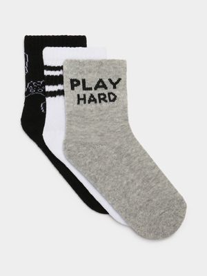 Jet Younger Boys Multicolour 3 Pack Gaming Sport Socks