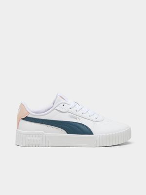 Womens Puma Carina 2.0 White/Gray Skies/Island Sneakers