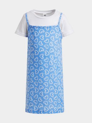 Jet Younger Girls Blue Heart Slip Dress