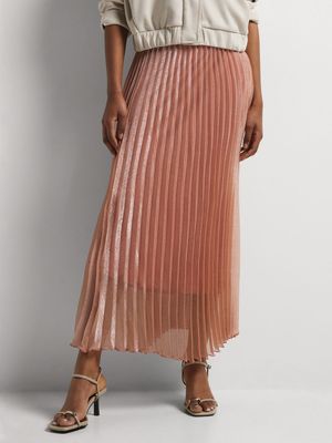 Pleated Organza Maxi Skirt