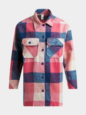 Jet Older Girls Pink/Blue Checked Shacket